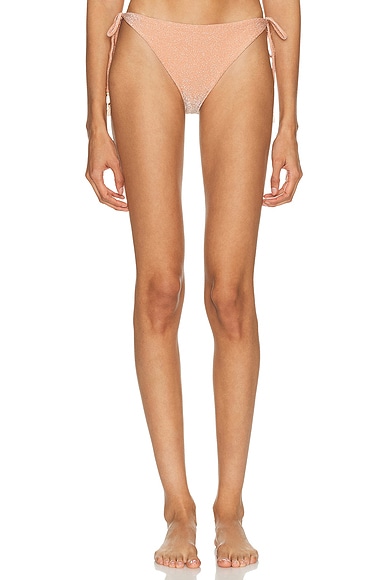 Johanna Ortiz Sagrada Bikini Bottom in Shimmering Soft Peach - Peach. S also in