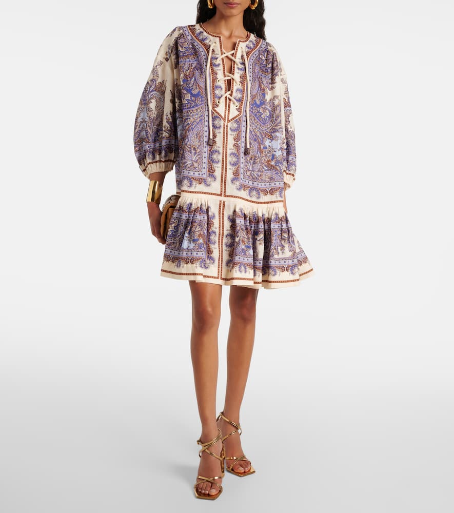 Ottie Eyelet paisley linen minidress