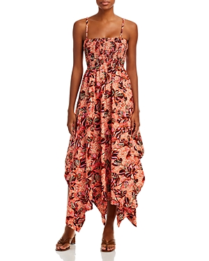 Adriana Smocked Handkerchief Hem Dress