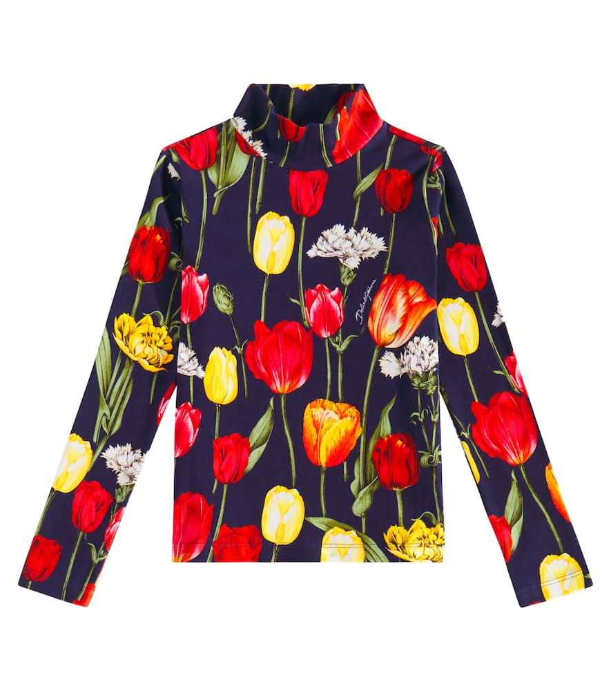 Floral cotton-blend top