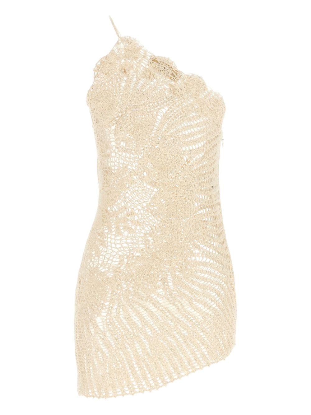 Crochet one-shoulder dress - Neutrals