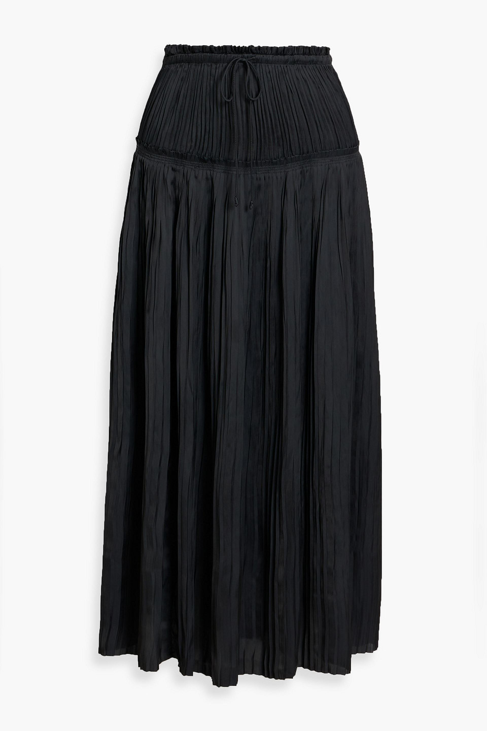 Malia pleated satin midi skirt - Black - US 8