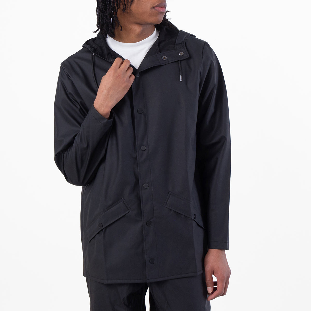 Black Waterproof Hooded Rain Jacket