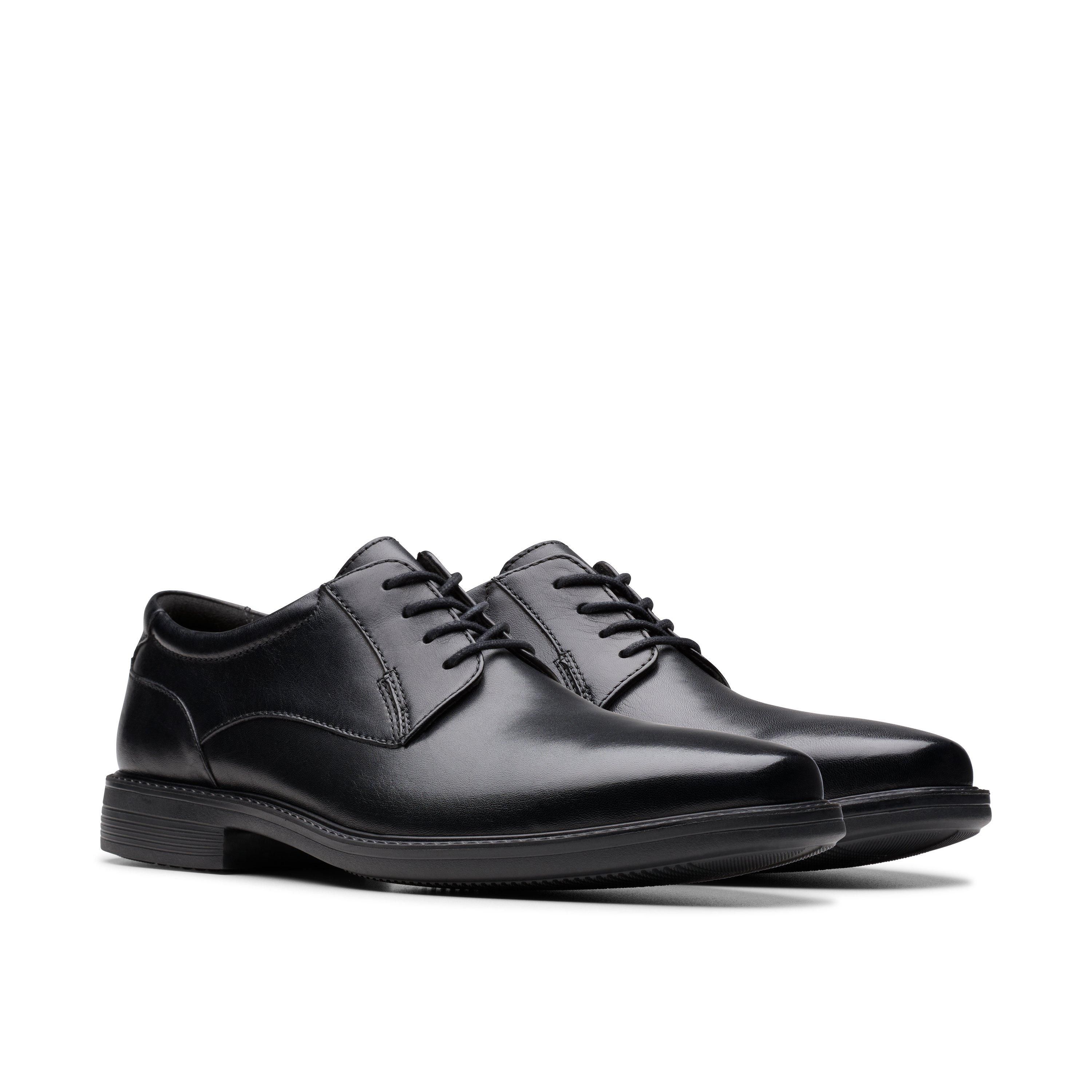 Clarks Wendell Lace Ii Black Leather Derby Shoes,lace Up