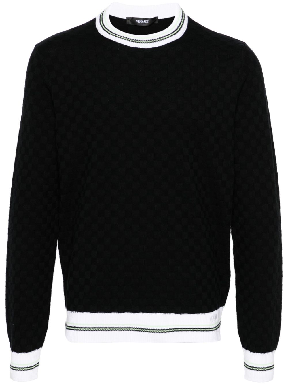 Checked cotton-blend jumper - Green
