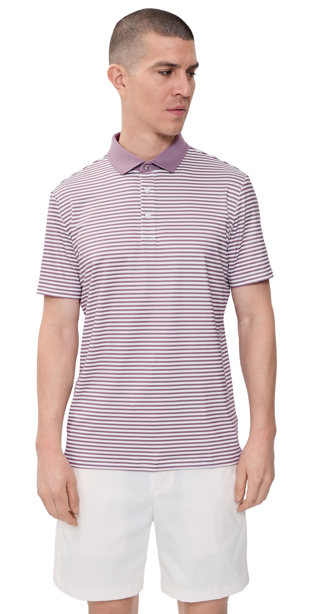 Striped Baker Polo Shirt Lilac