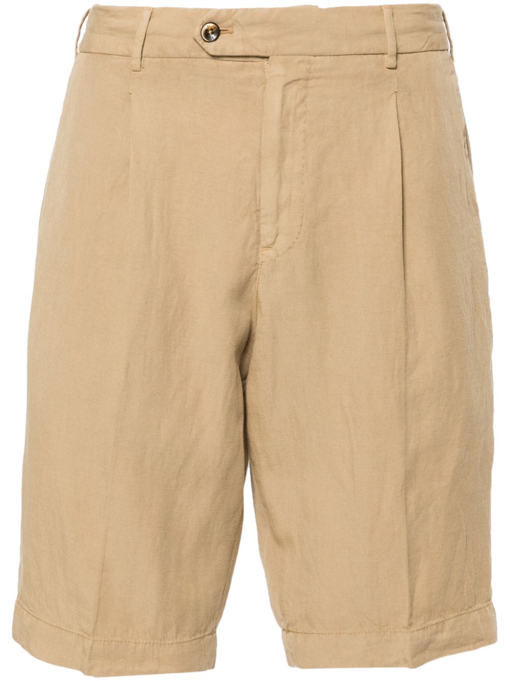 Off-centre button linen shorts - Neutrals