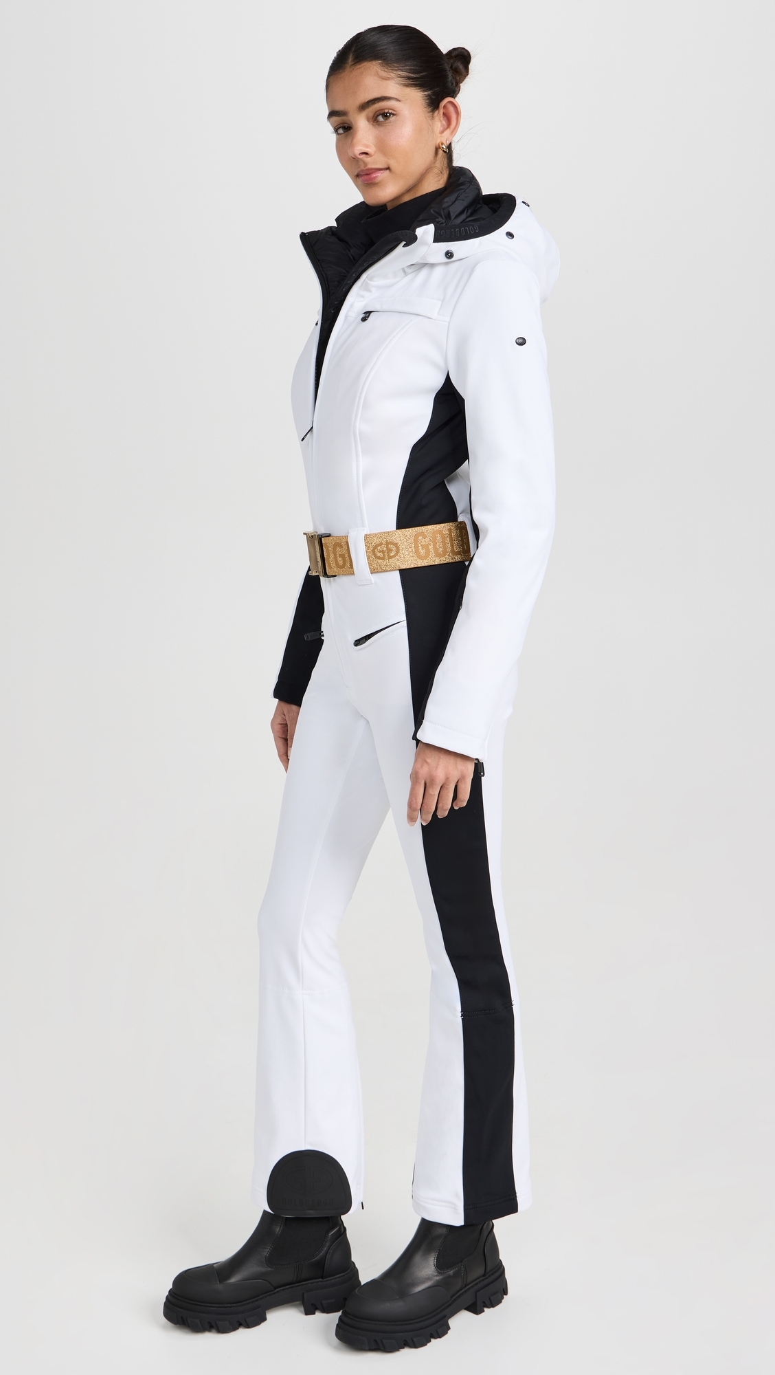 Parry Ski Jumpsuit Faux Border White