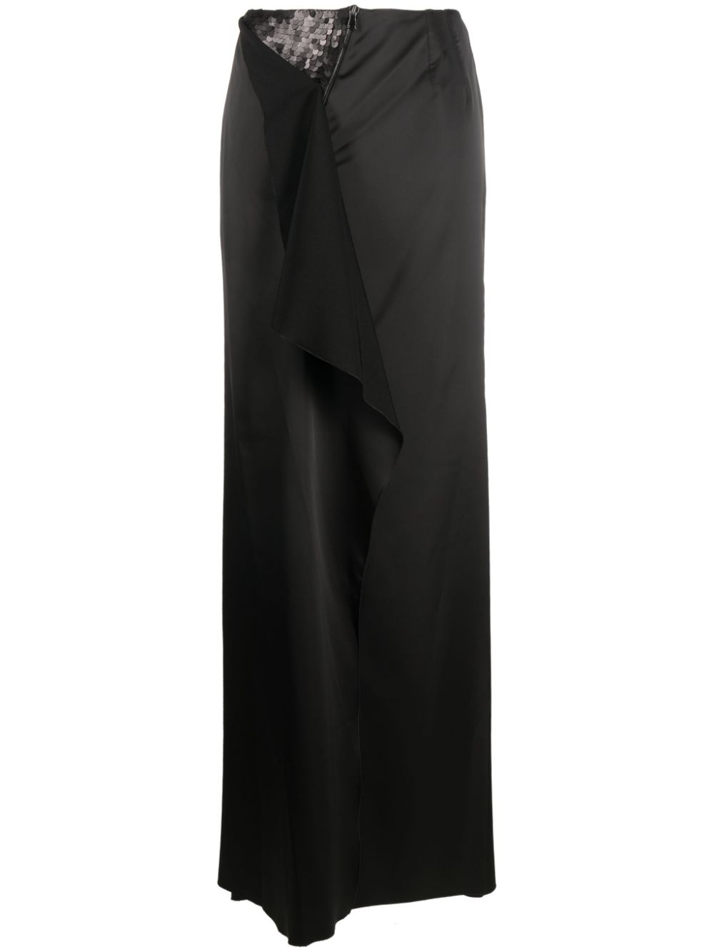 Sequin-embellished satin maxi skirt - Black