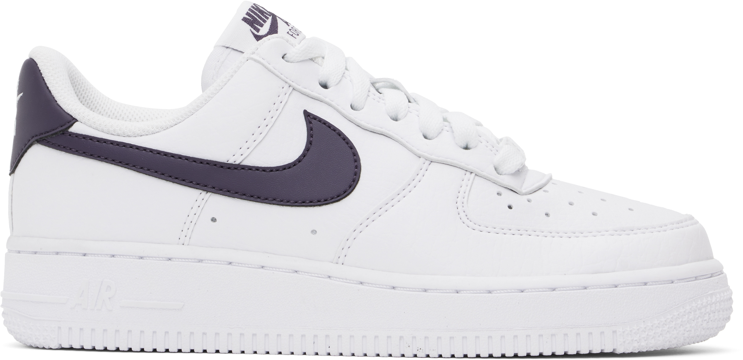 White & Purple Air Force 1 '07 Next Nature Sneakers