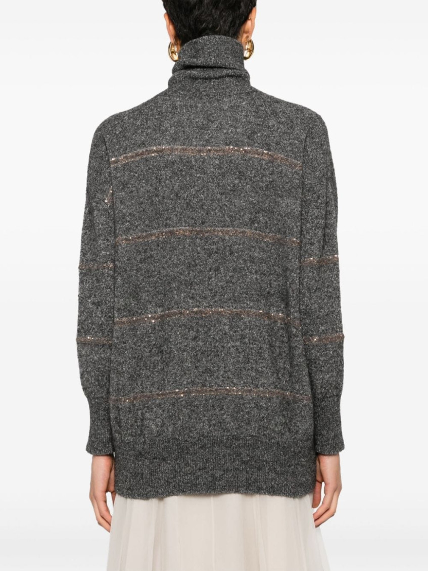 Sequin-embellished knitted jumper - Grey