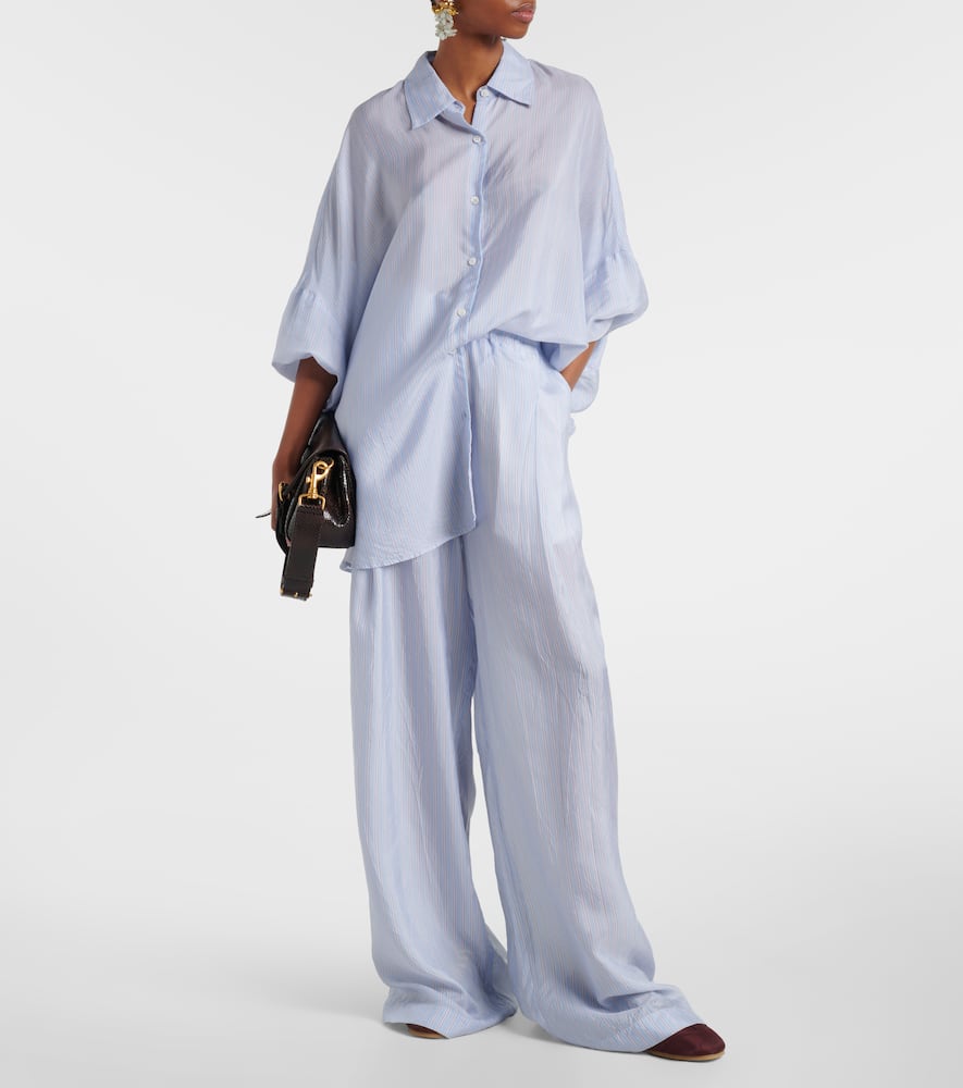Striped wide-leg pants