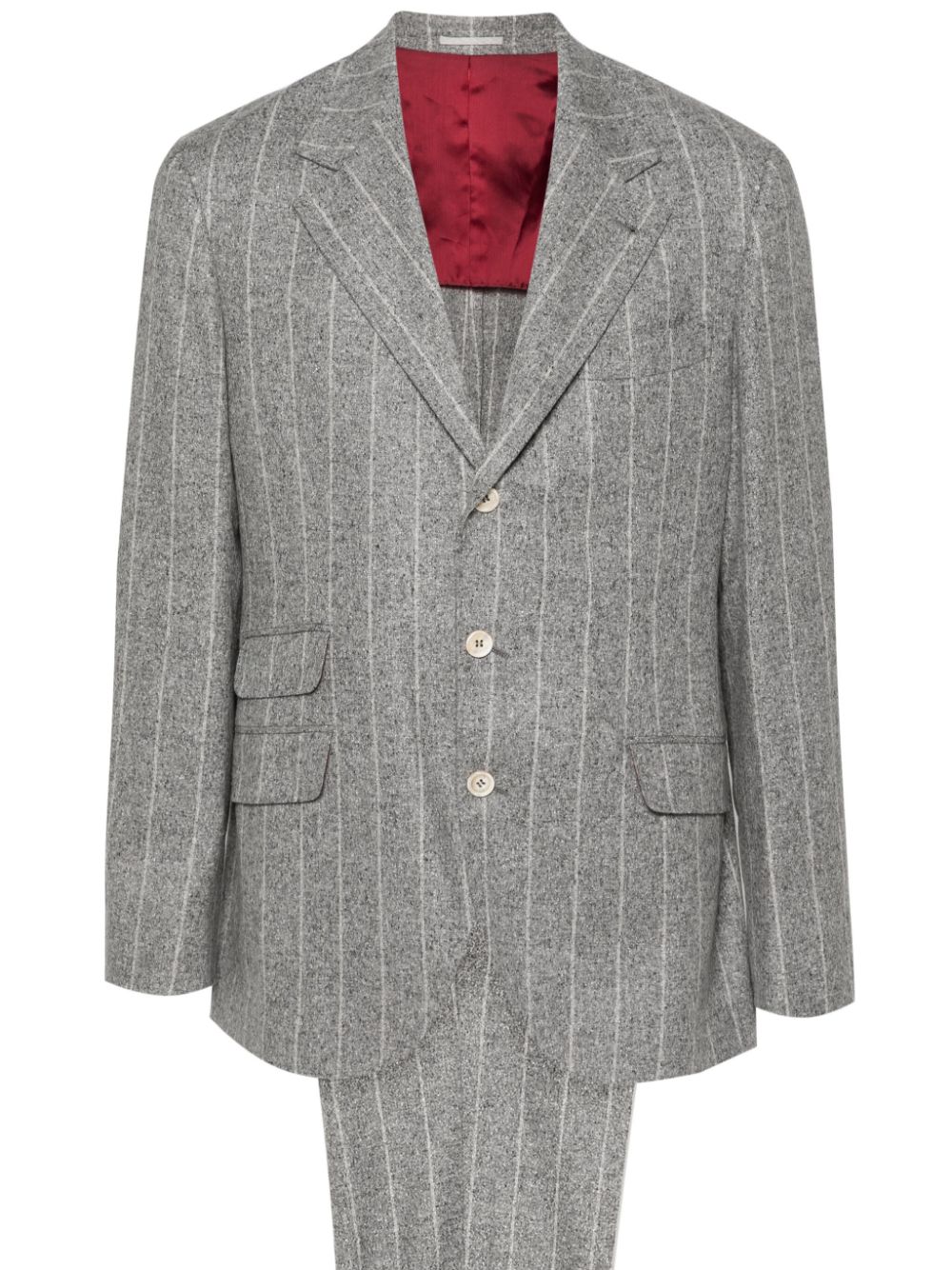 Speckle-knit single-breasted suit - Grey