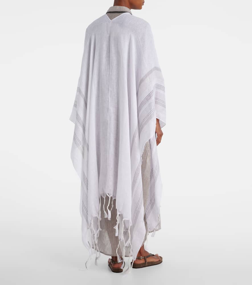 Fringed linen poncho