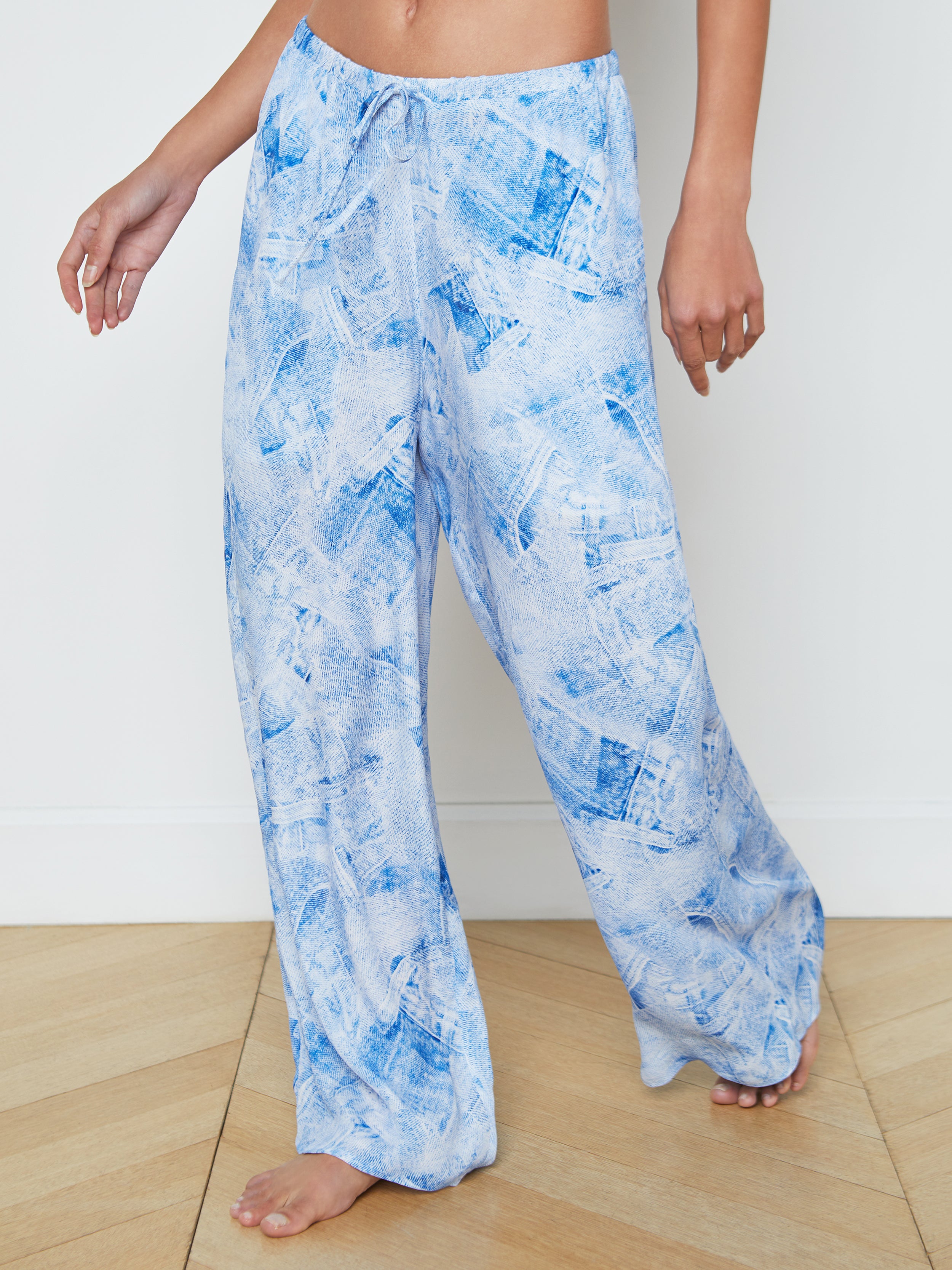 Geraldine Silk-Blend Cover-Up Pants In Blue