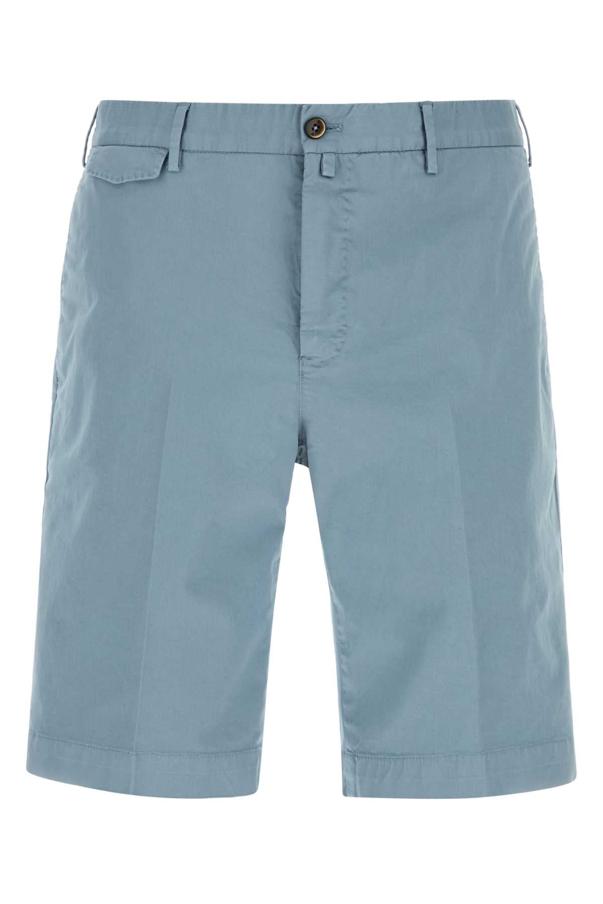Stretch Cotton Bermuda Shorts — Blue