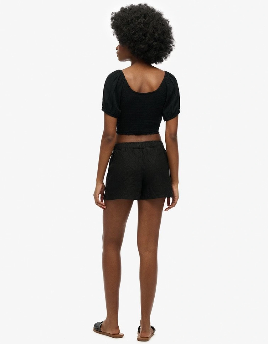 Women's Superdry Women's Linen Drawstring Short Black - Size: 10/None