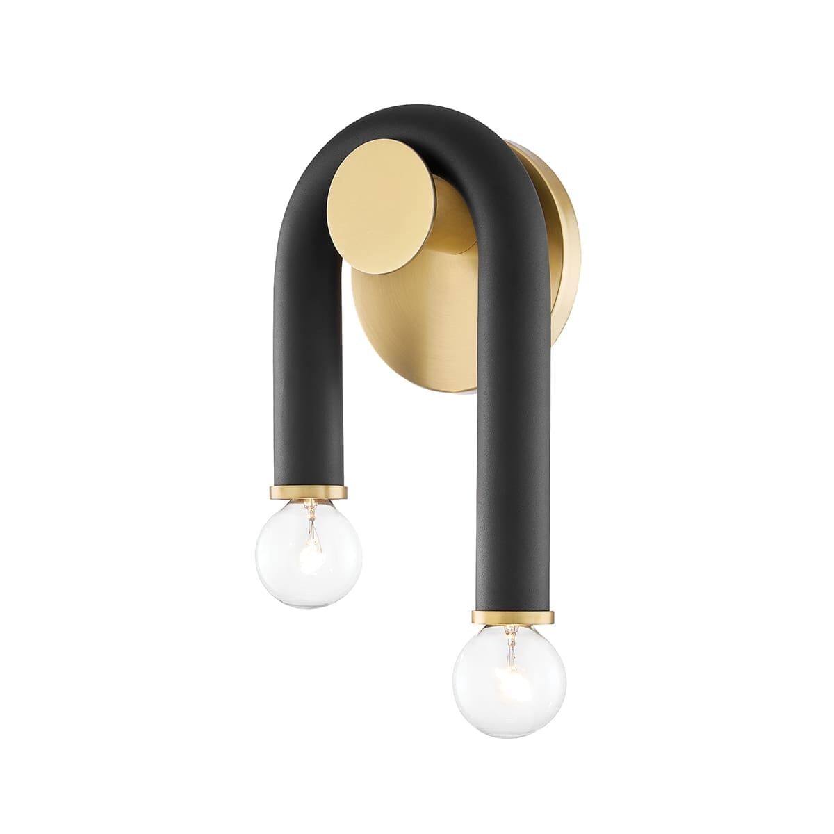Mitzi Wilt 2-Light Wall Sconce in Aged Brass and Black