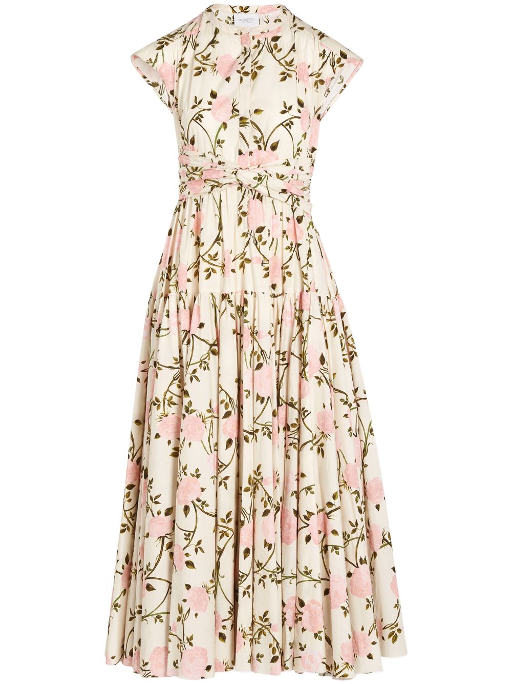 Rosier-print poplin dress - White