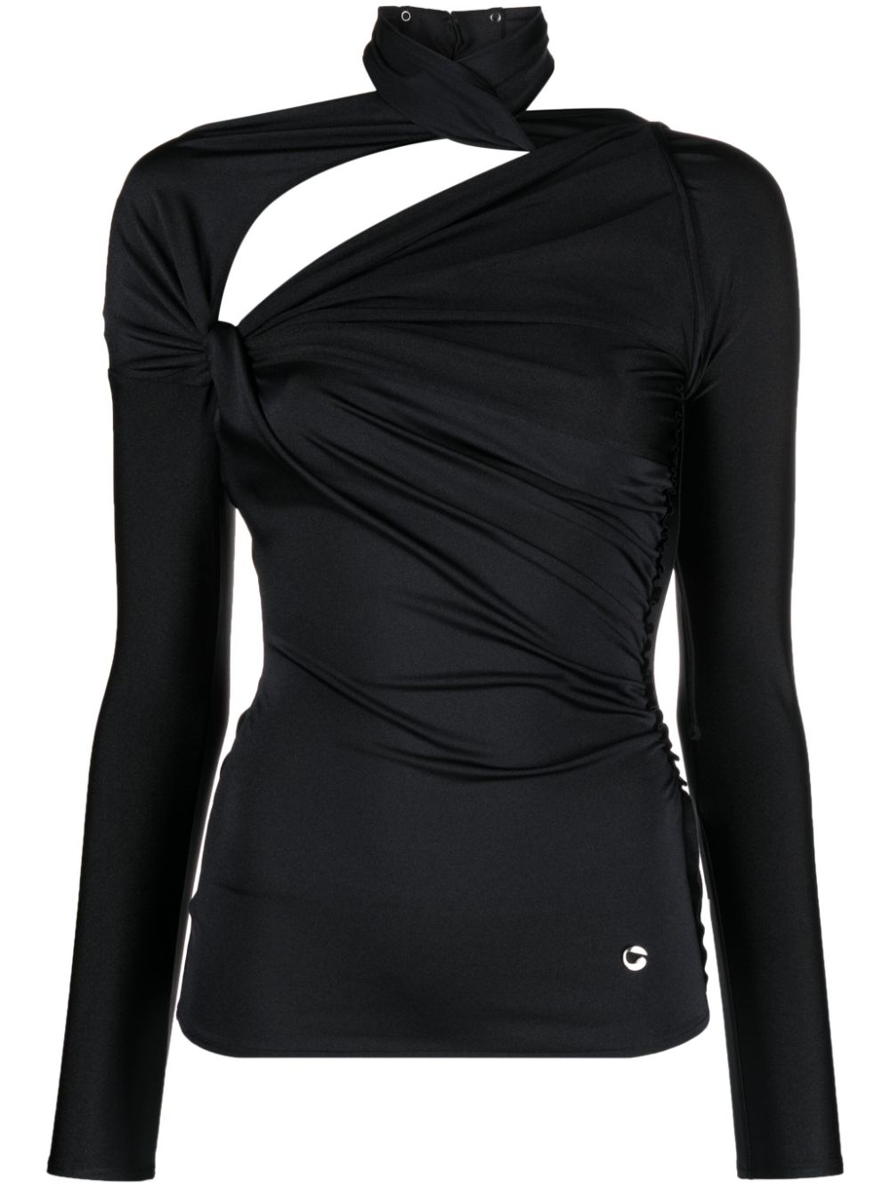 Logo-plaque cut-out long-sleeve top - Black
