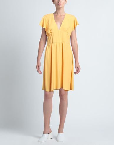 Woman Midi dress Yellow Size 12 Polyester, Elastane