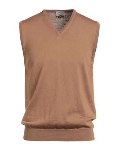 Man Sweater Camel Size 40 Merino Wool