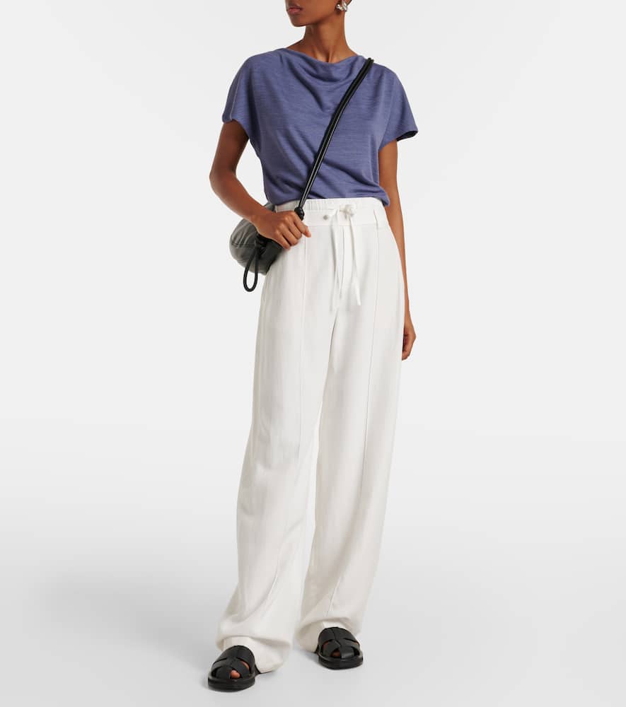 Mid-rise wide-leg pants