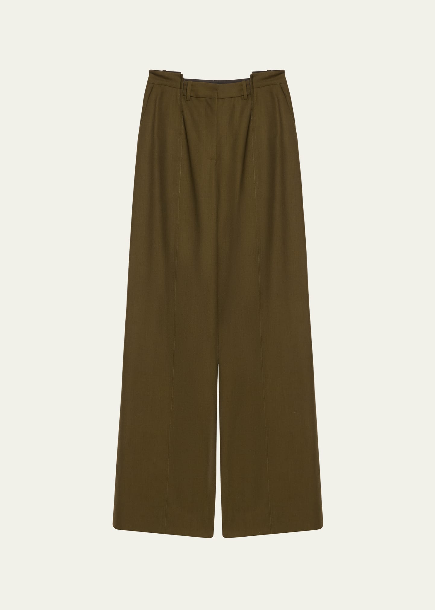 Stepped Waistband Straight-Leg Pants