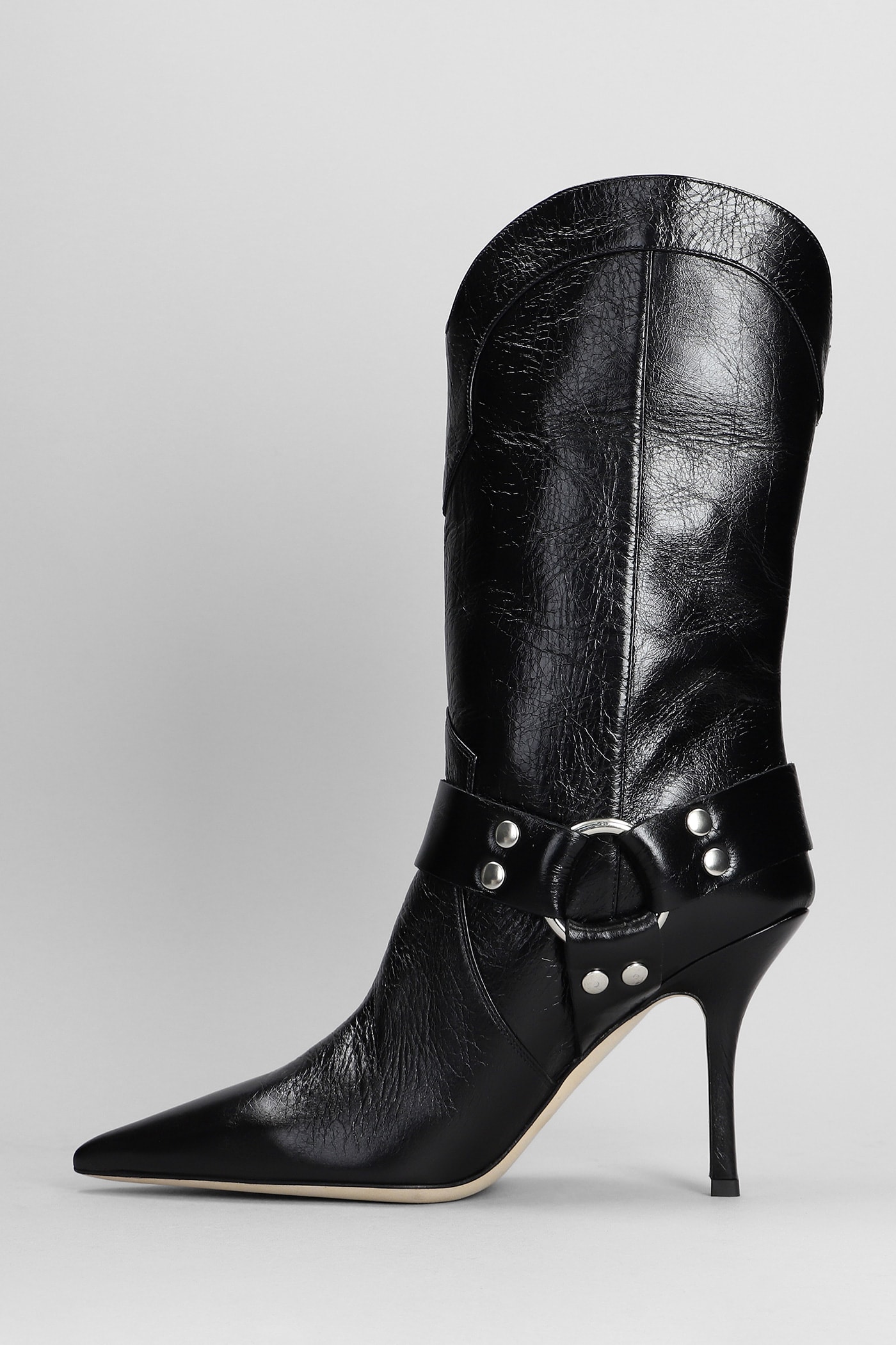 June High Heels Boots In Black Leather