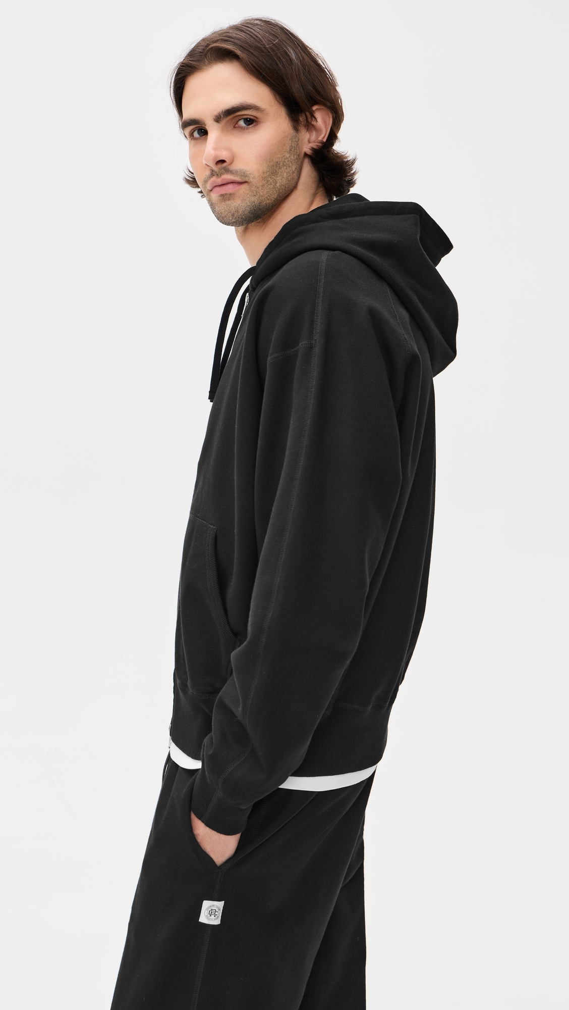 Relaxed Zip Hoodie Black