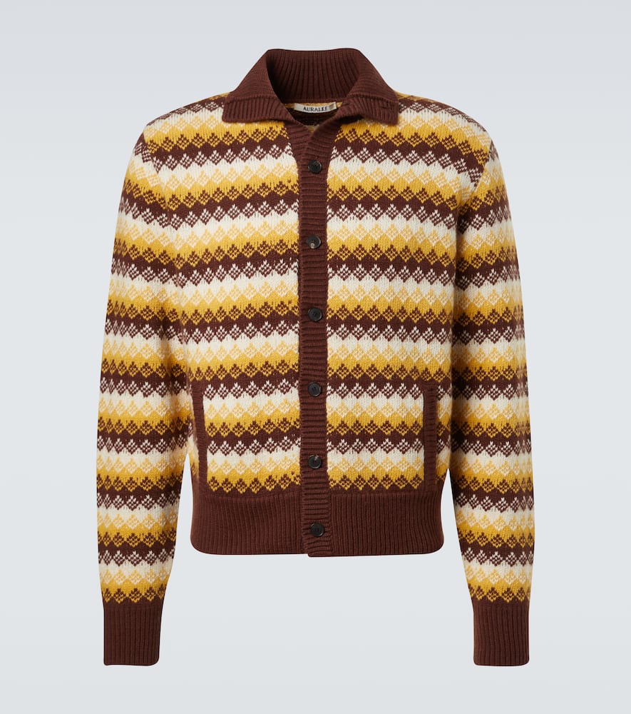 Jacquard cashmere and wool cardigan