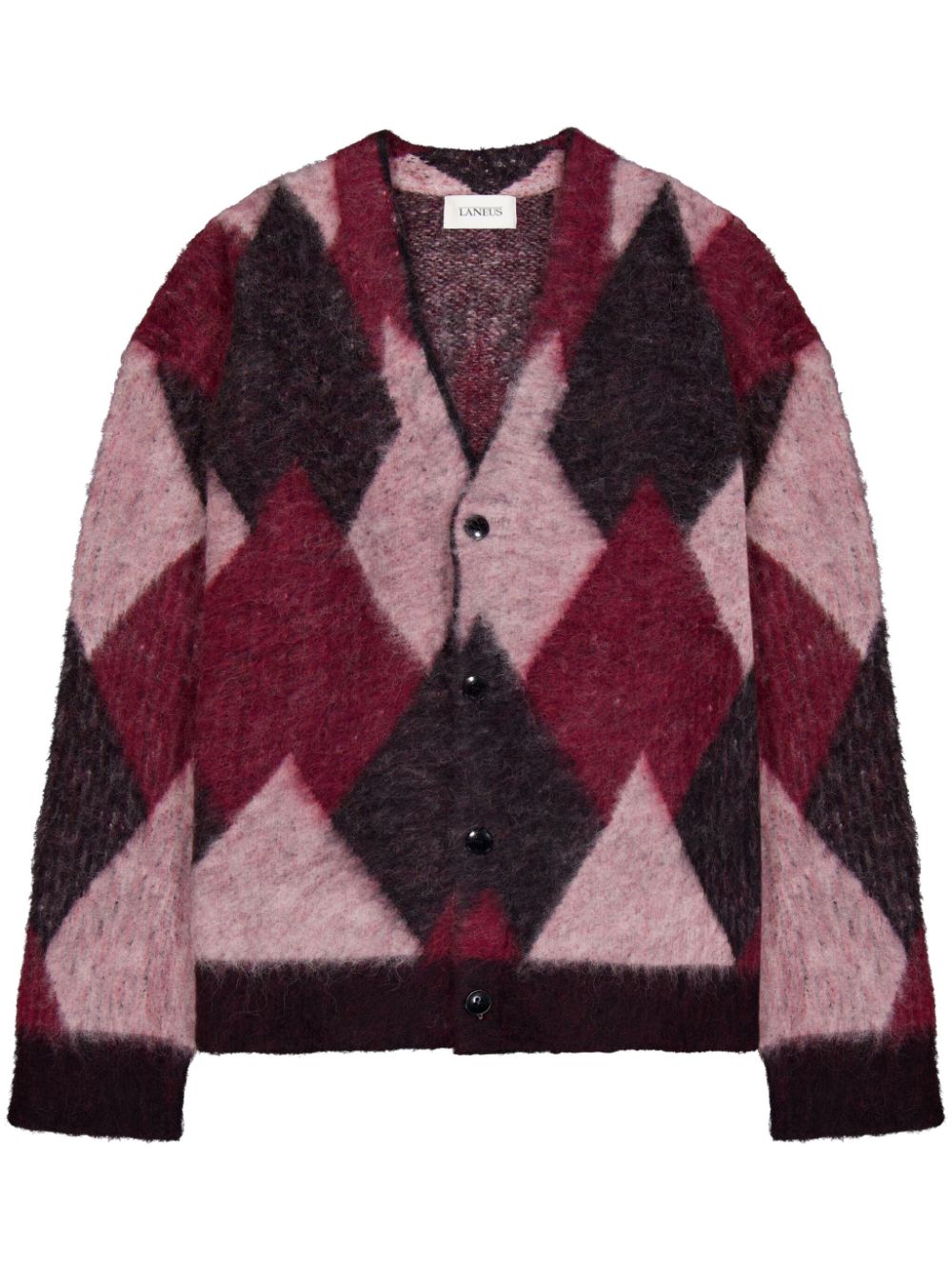 Argyle-pattern cardigan - Red