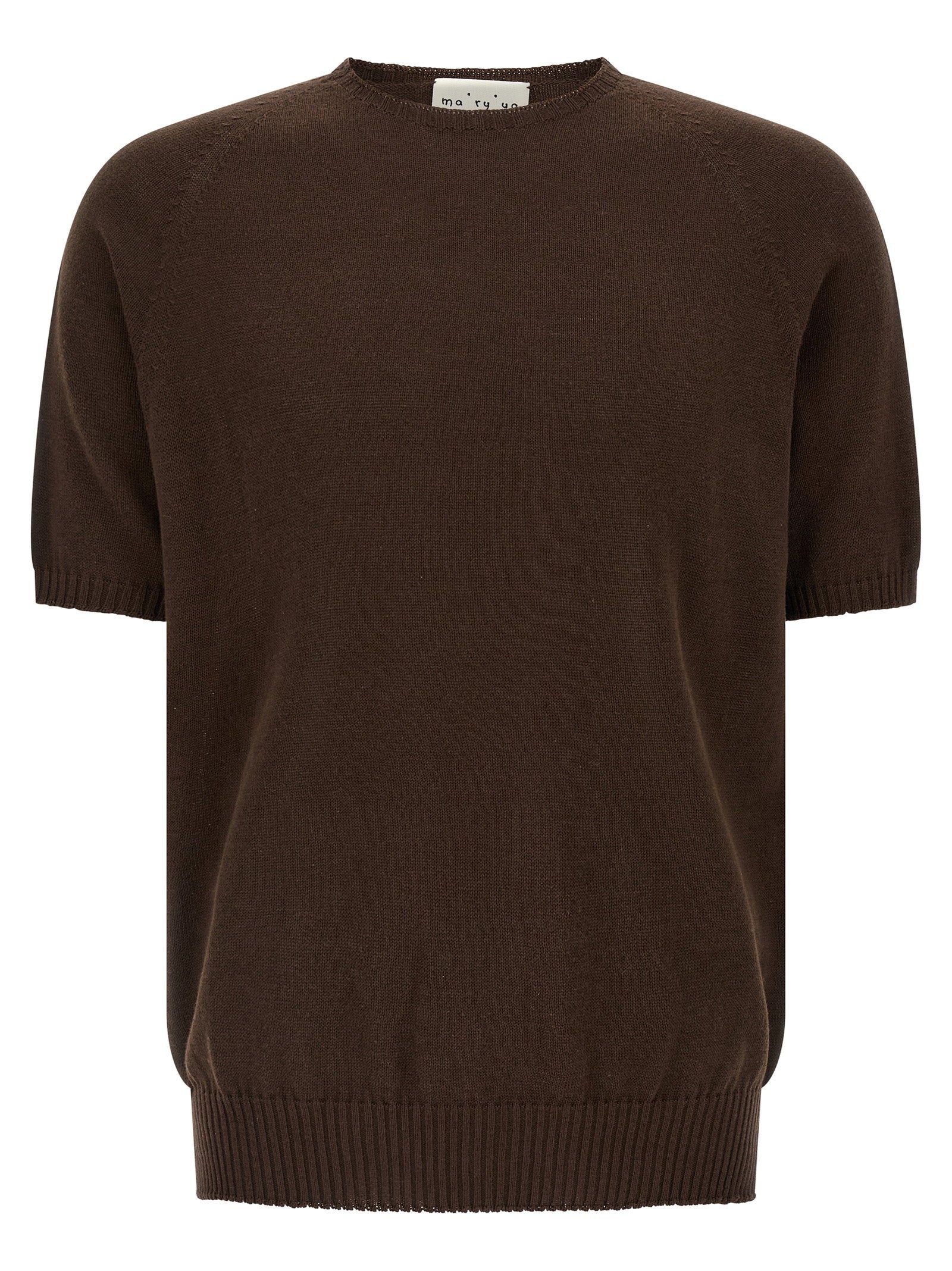 Cotton Crew-Neck Sweater — Brown