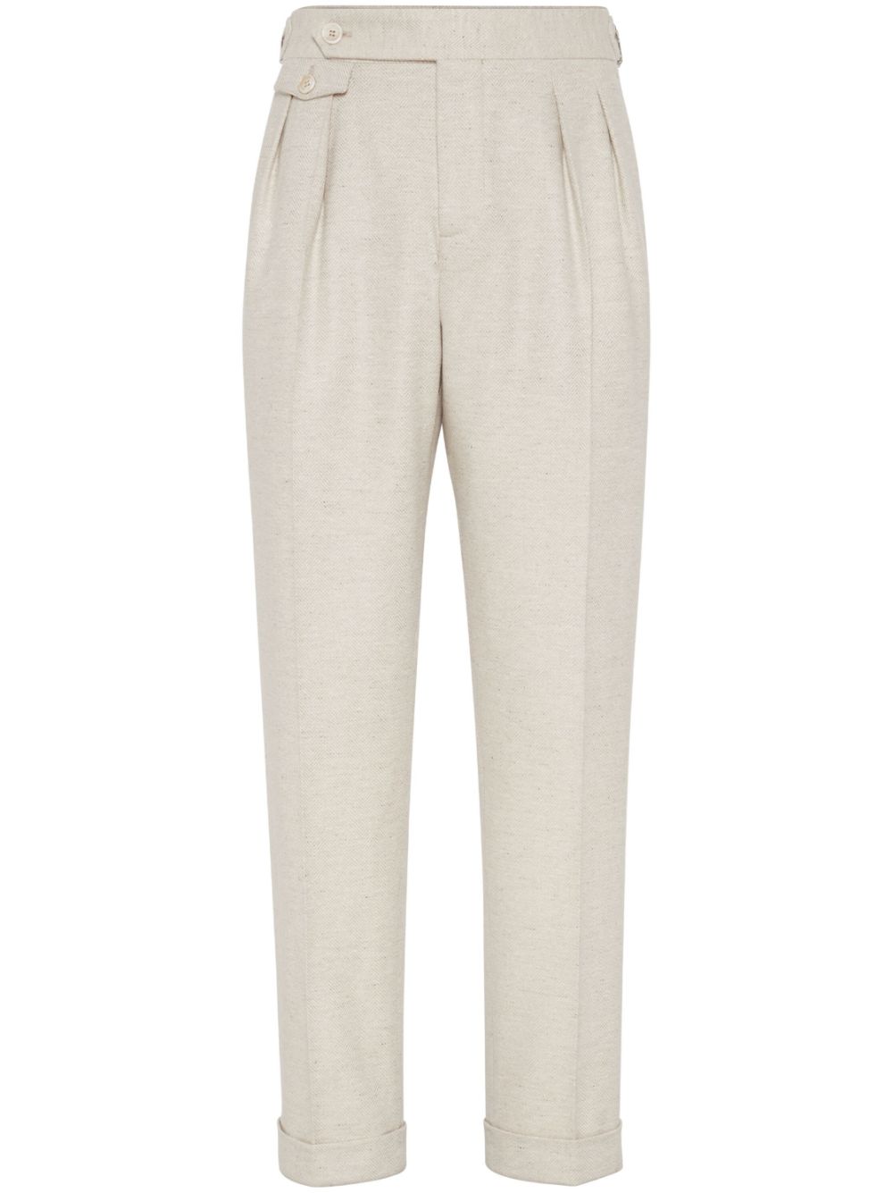 Pressed-crease tapered trousers - Neutrals