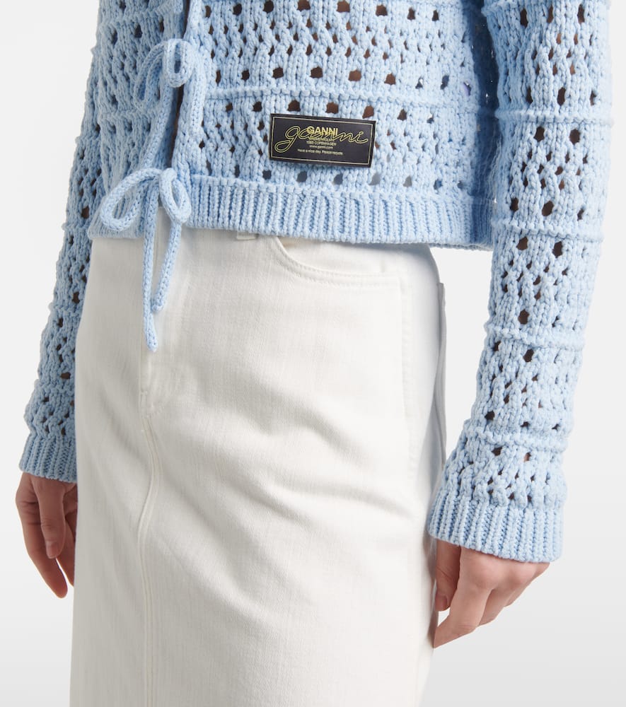 Open-knit cotton-blend cardigan