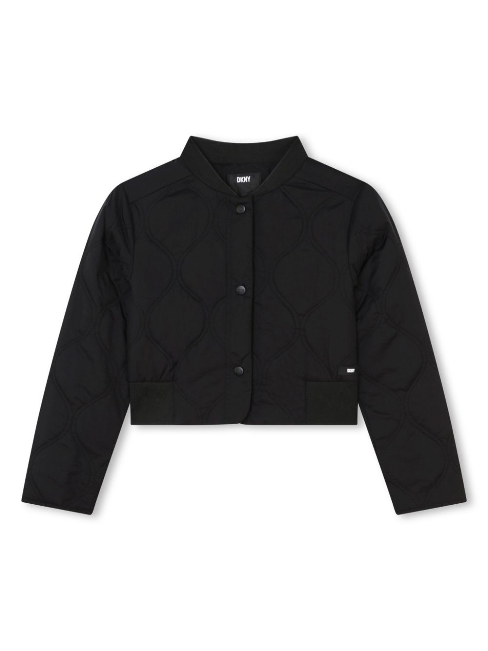 Band-collar buttoned padded jacket - Black