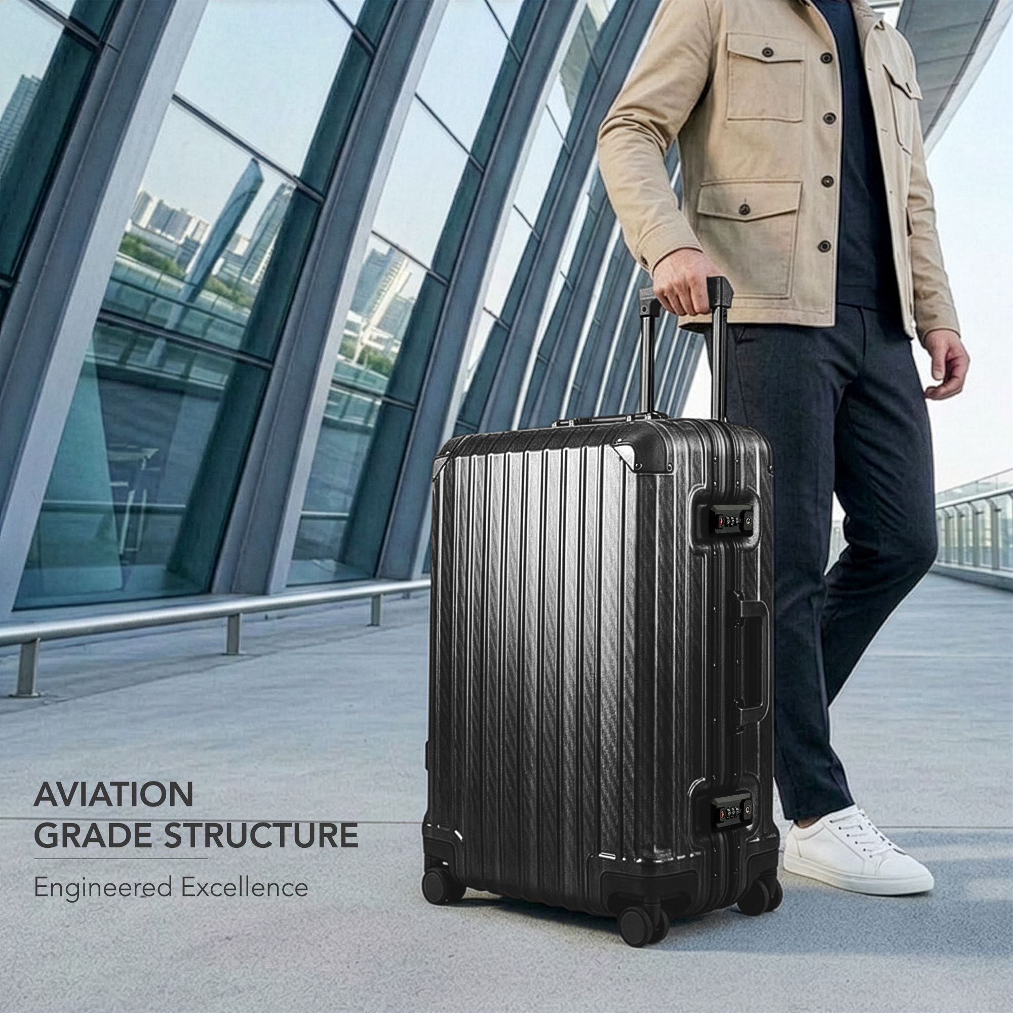 Lugg Solo Explorer 28” Suitcase, 106L 75X52X31Cm – 5 Year Warranty In Black