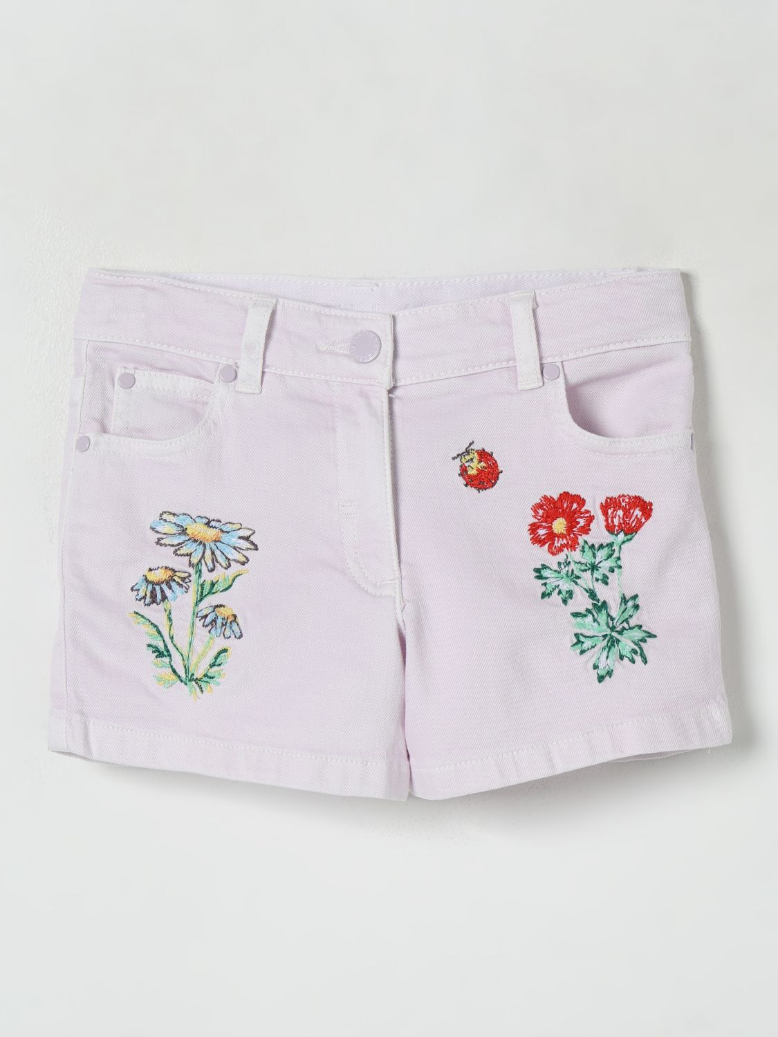 Stella McCartney Kids floral-embroidered shorts - Pink