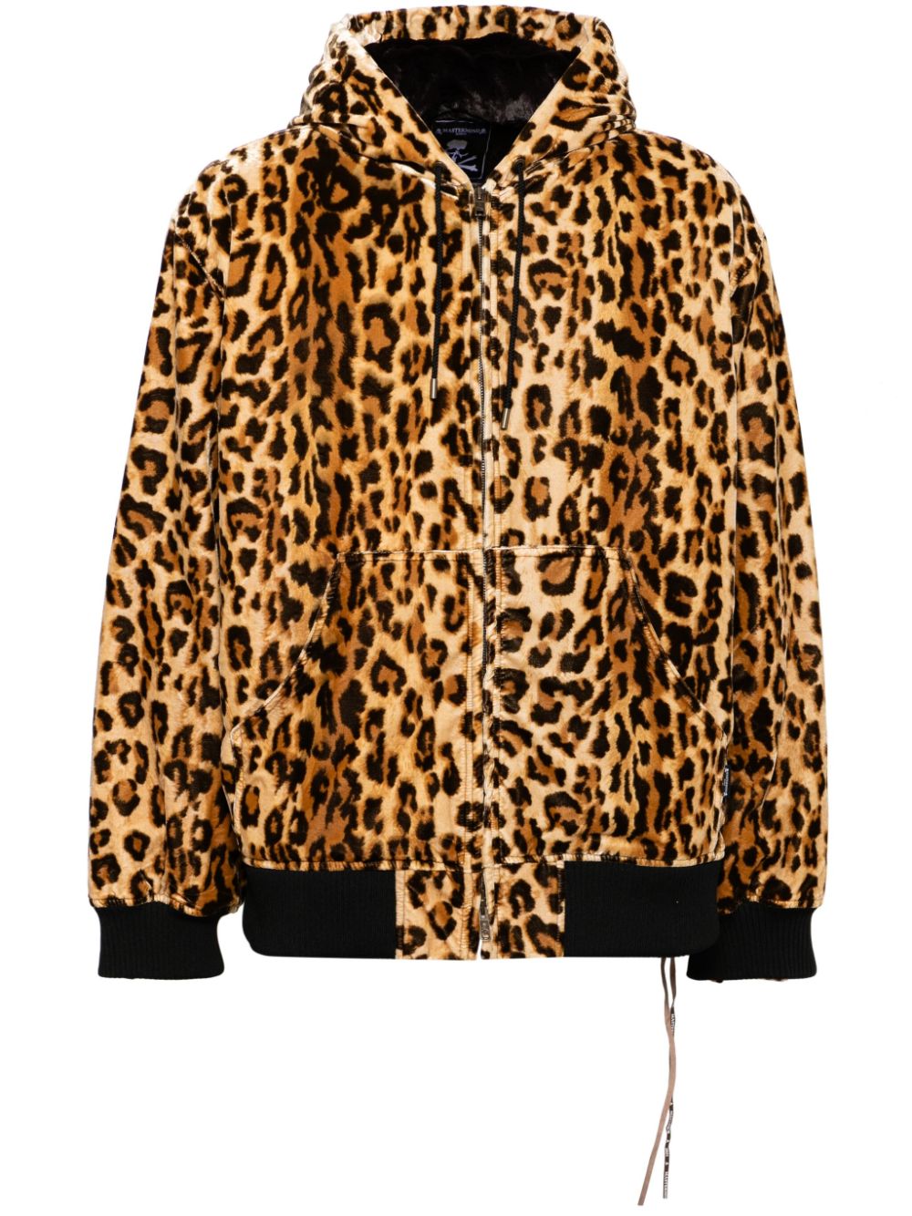 Leopard-print hooded jacket - Brown