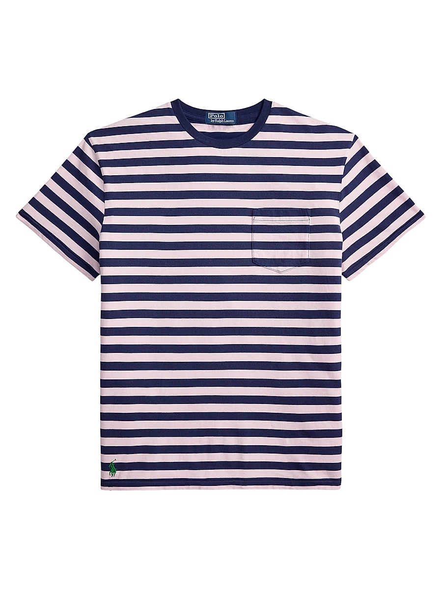 Men's Striped Crewneck T-Shirt - Garden Pink Dark Cobalt