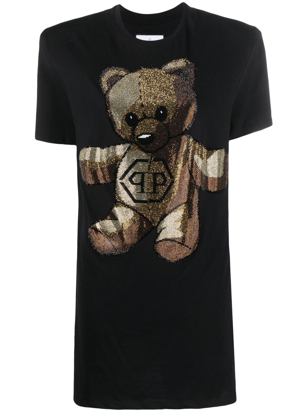 Teddy Bear crystal-embellished T-shirt dress - Black