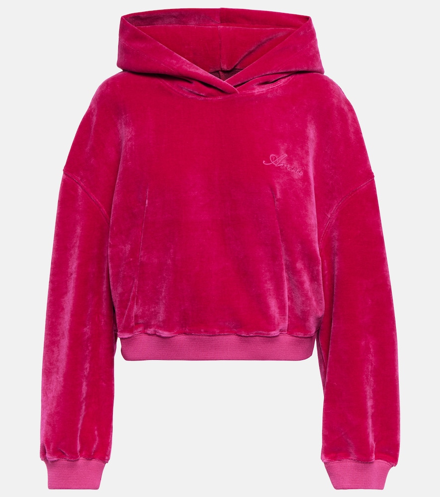 Cropped velour hoodie