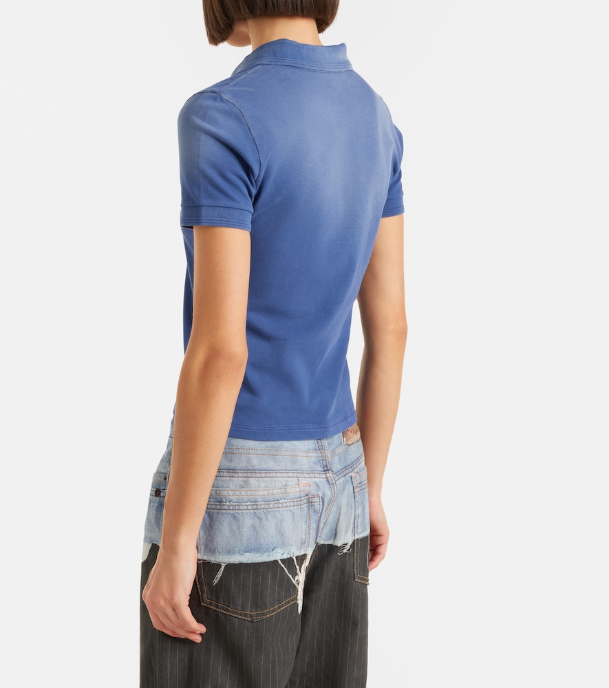 Faded cotton-blend piqué polo shirt