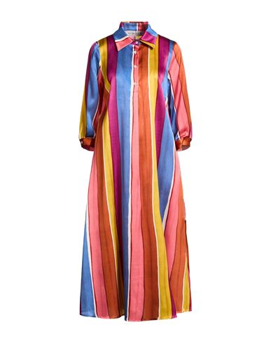 Woman Midi dress Rust Size 10 Silk, Elastane
