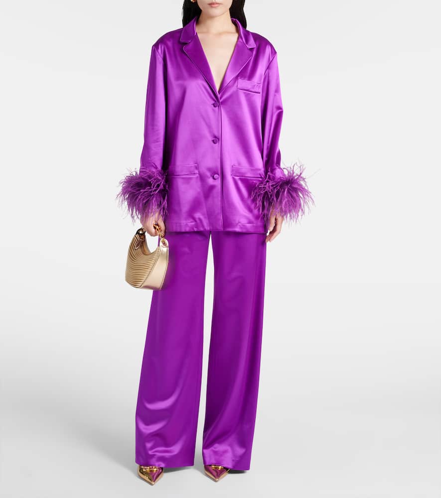 Silk satin wide-leg pants