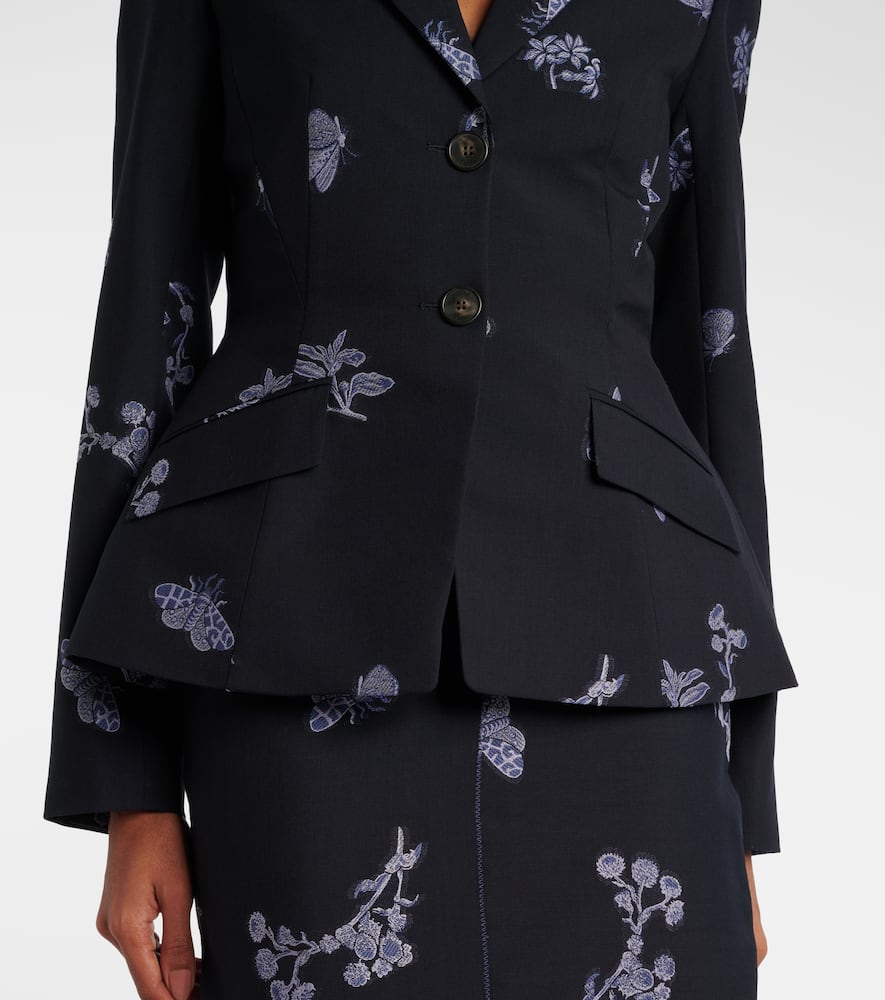 Wool and cotton jacquard blazer