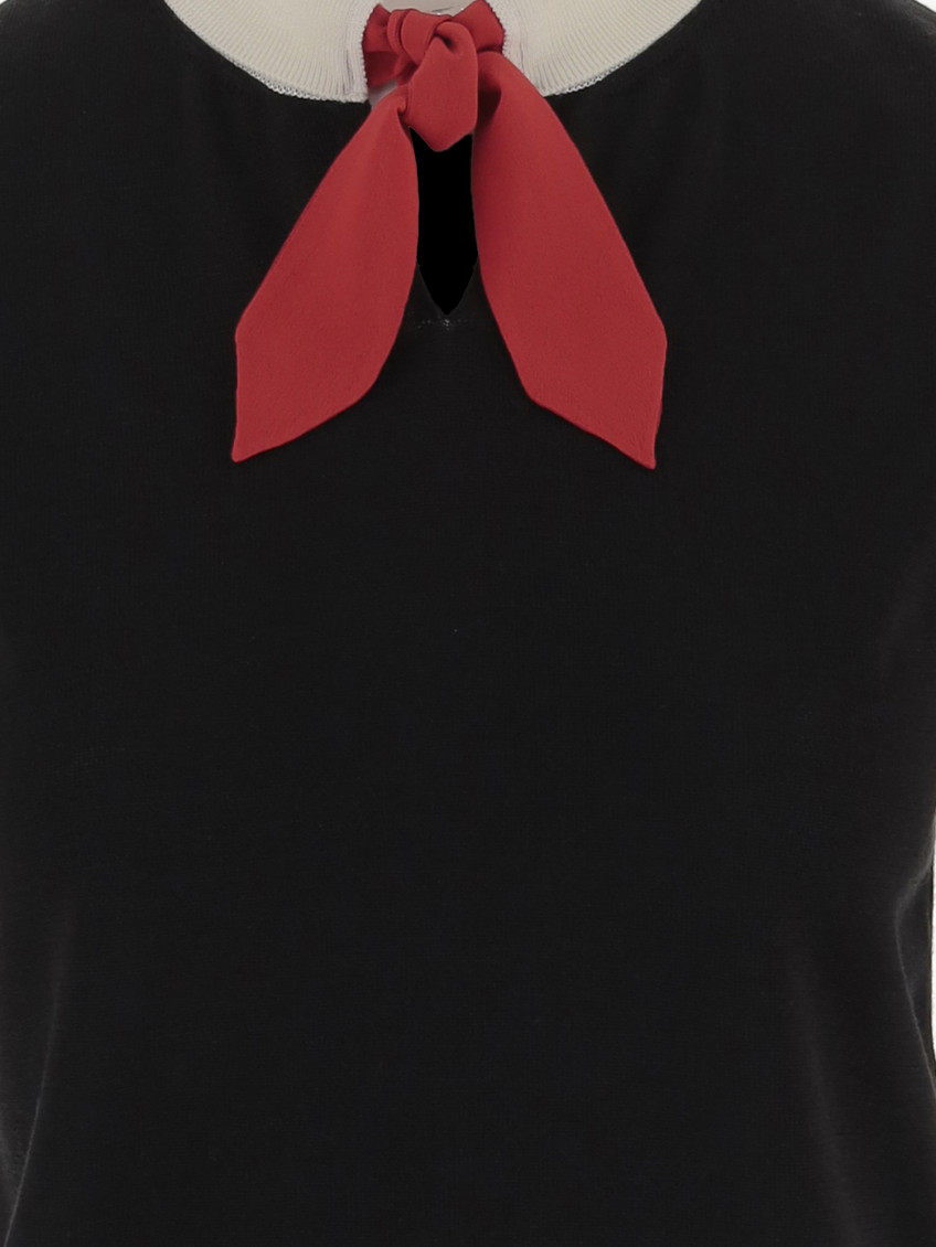 Black Solid Shirt Collar Top