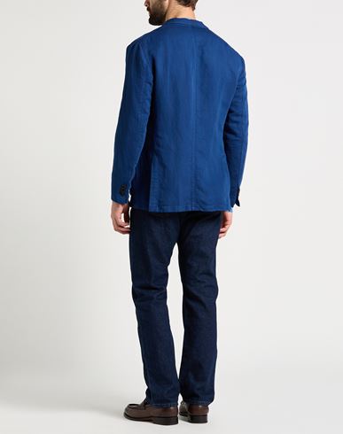 Man Blazer Blue Size 44 Cotton, Linen