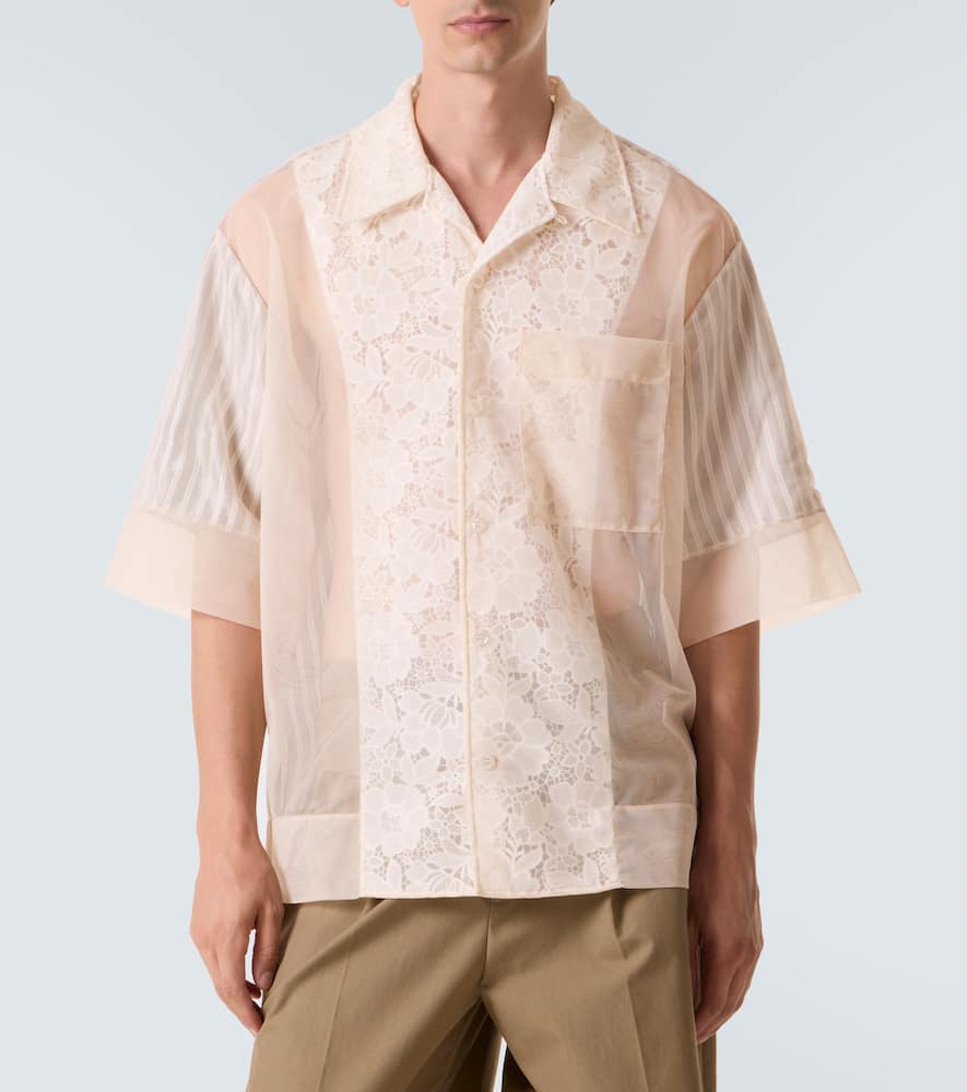 Patchwork lace bowling shirt