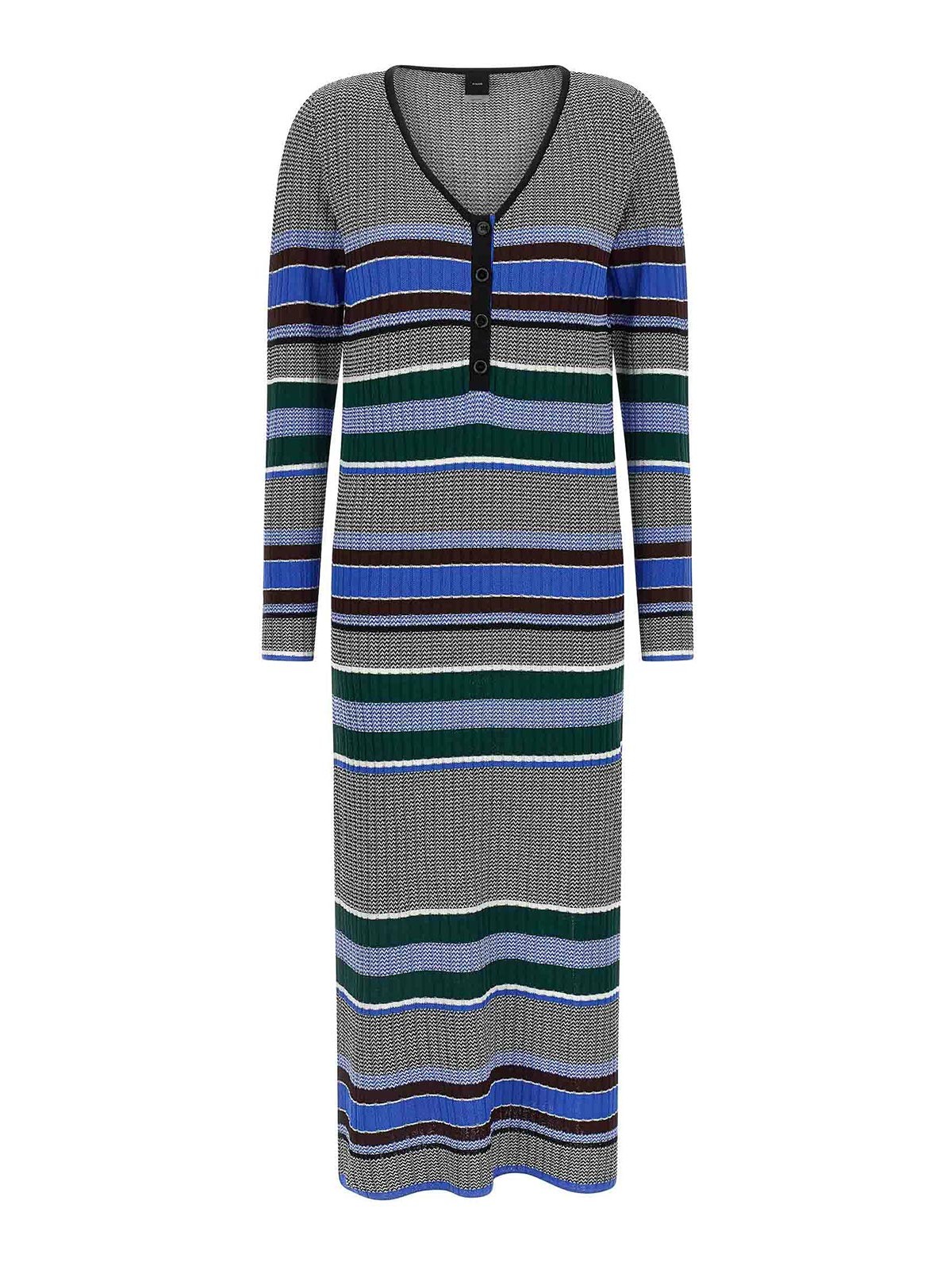 Long striped knit slim-fit dress - L